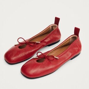 Alohas Rosalind Leather Ballet Flats - 10 - Red